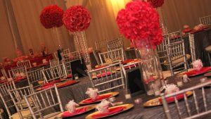 Red and Gray Wedding Reception in Tampa