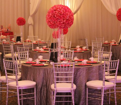 Red and Gray Wedding Reception in Tampa